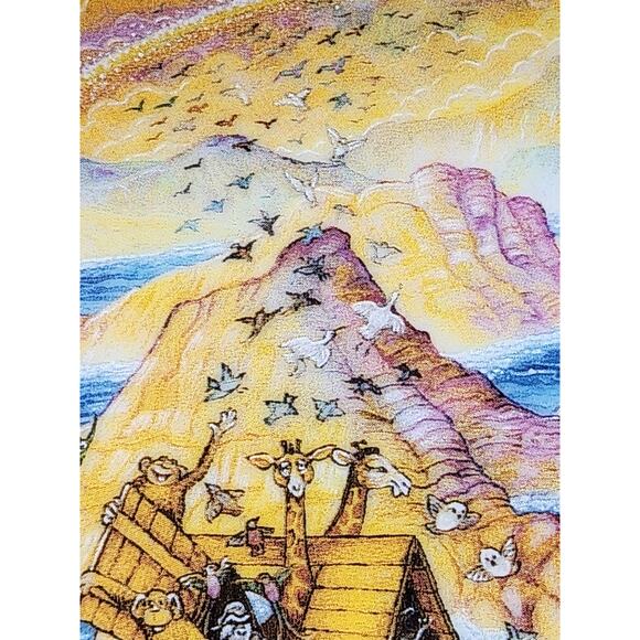 Noah's Ark Bible Story Plate Two By Two by Bill Bell 8" 1991 Porcelain Gold Trim - Picture 7 of 12